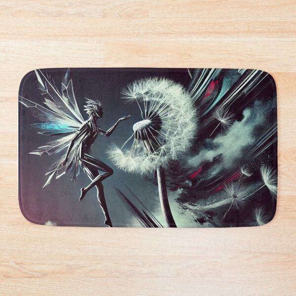 Item preview, Metallic Fairy with Dandelion – Surreal Fantasy Art and Whimsical Dreamscape designed and sold by Chaos Kitten Emporium.