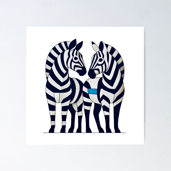 Artikel-Vorschau von Zebra-Duo – Geometrischer schwarz-weißer Safari-Tier-Kunstdruck, designt und verkauft von Artfulreverber.