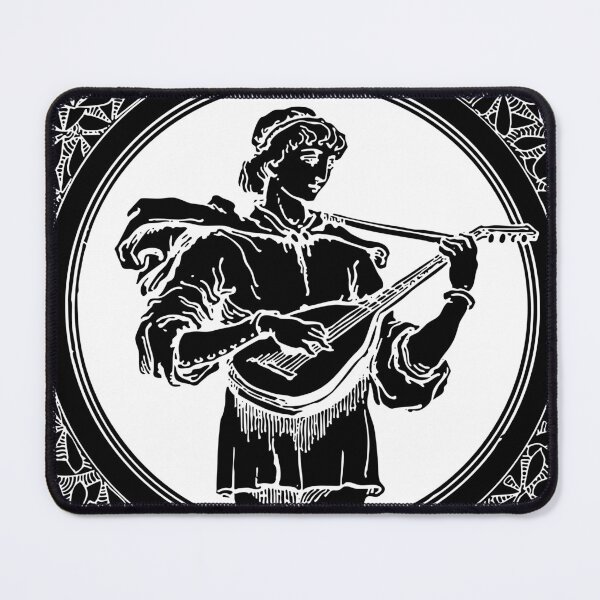 Item preview, Medieval Bloom: heraldic white design of a Medieval musician male designed and sold by elmanchour.