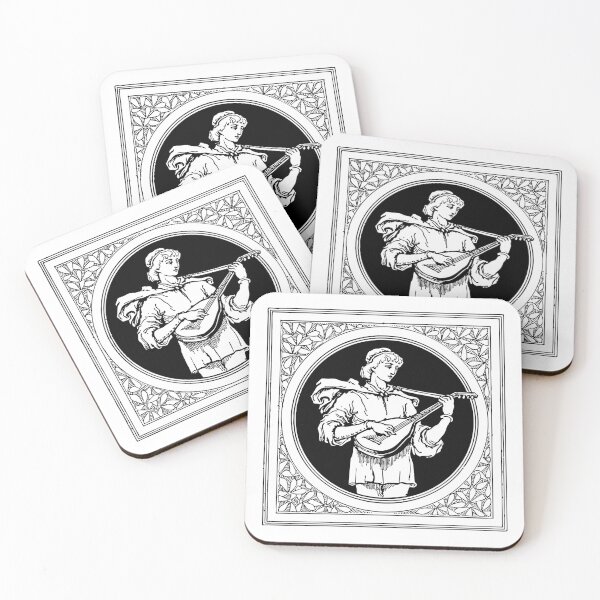 Item preview, Medieval Bloom: heraldic black design of a Medieval musician male designed and sold by elmanchour.
