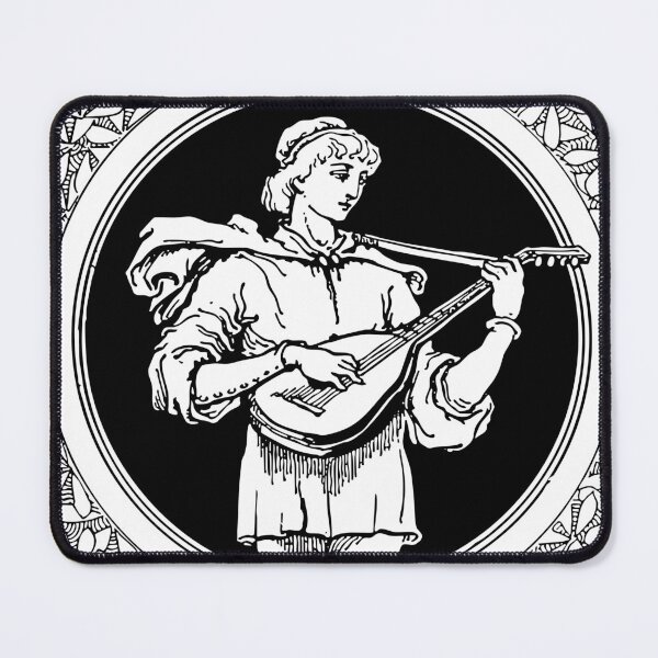 Item preview, Medieval Bloom: heraldic black design of a Medieval musician male designed and sold by elmanchour.