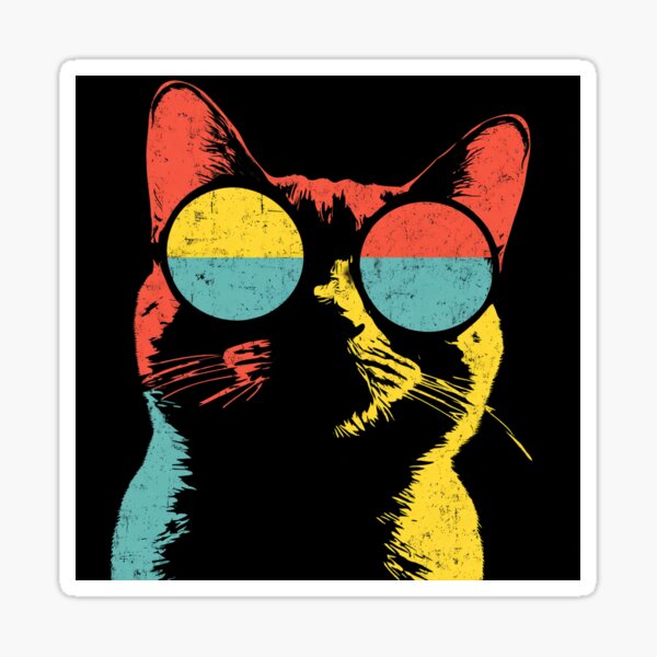 Item preview, Trendy Cat in Retro Shades – Feline Cool Factor designed and sold by TuncGK.