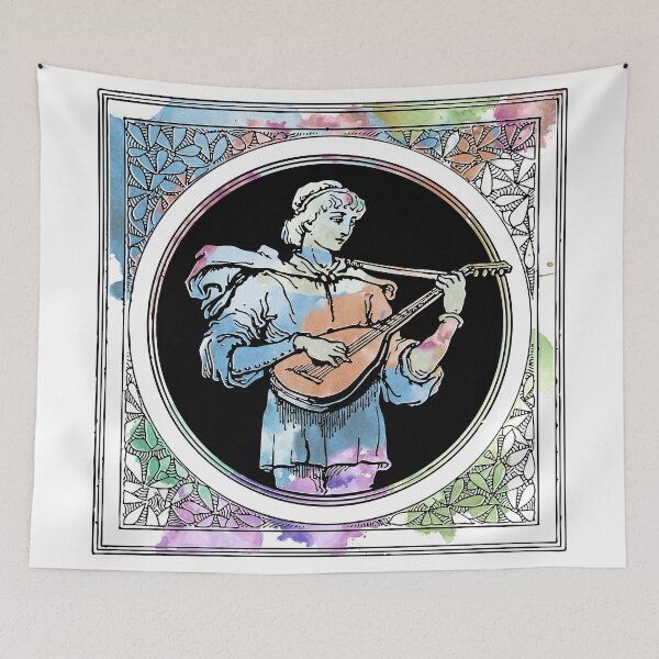 Item preview, Medieval Bloom: heraldic colored design of a Medieval musician male designed and sold by elmanchour.