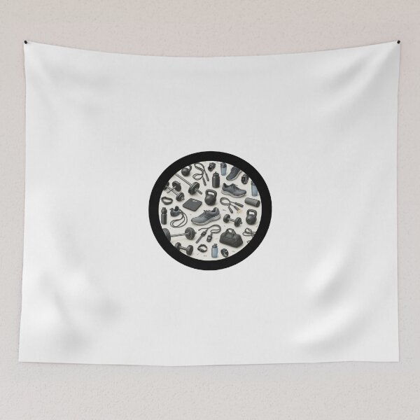 Item preview, Gym items in a black circle designed and sold by runstore.