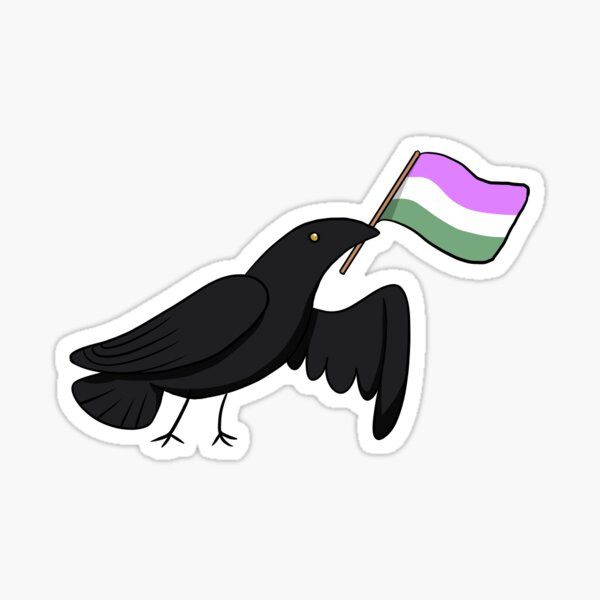 Pride Corvids - Genderqueer Sticker