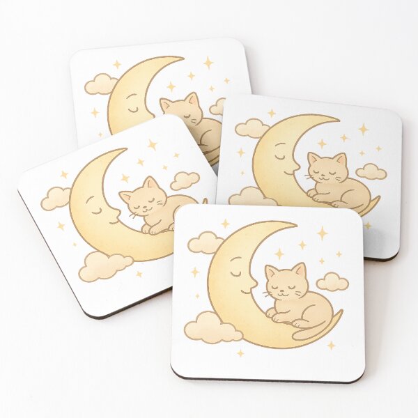 Item preview, Sleeping Cat on Crescent Moon – Dreamy Celestial Design designed and sold by Rushurban.