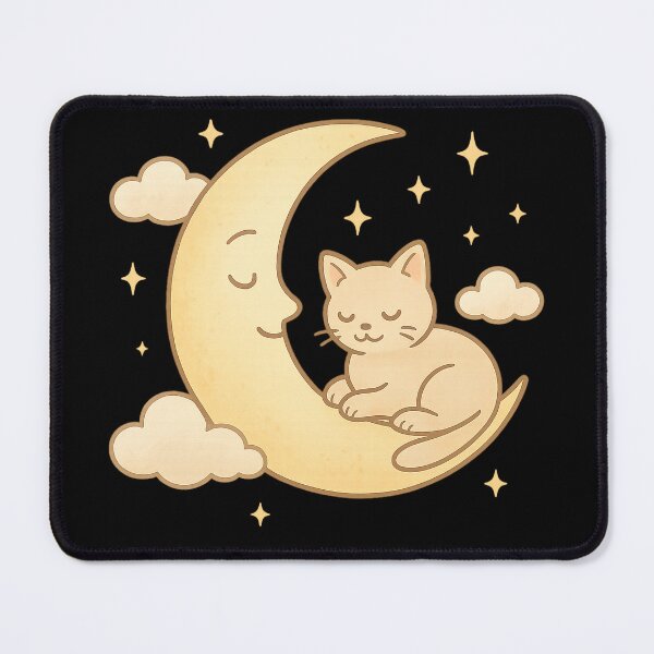 Item preview, Sleeping Cat on Crescent Moon – Dreamy Celestial Design designed and sold by Rushurban.