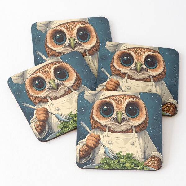 Item preview, Adorable chef owl preparing a healthy salad meal. designed and sold by Artessie.