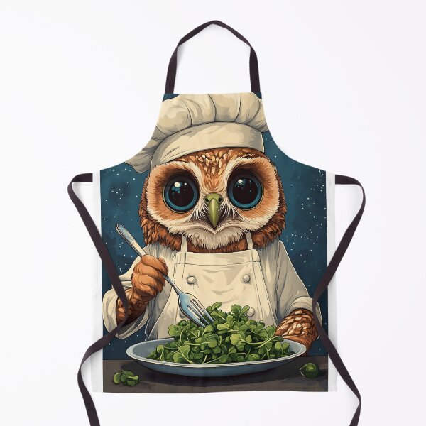 Item preview, Adorable chef owl preparing a healthy salad meal. designed and sold by Artessie.