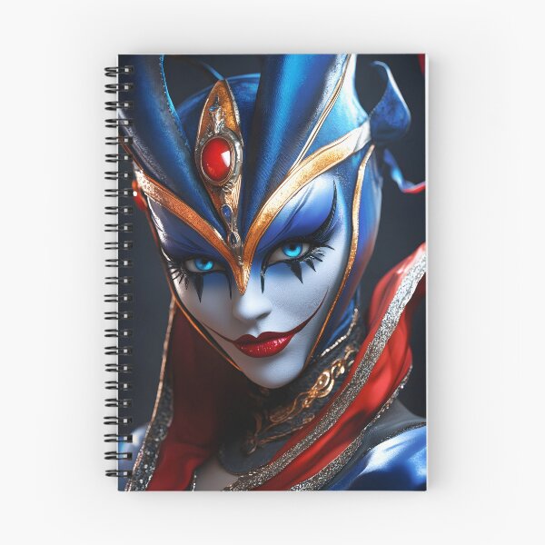 Item preview, Vibrant blue and red fantasy character with bold makeup designed and sold by Artessie.