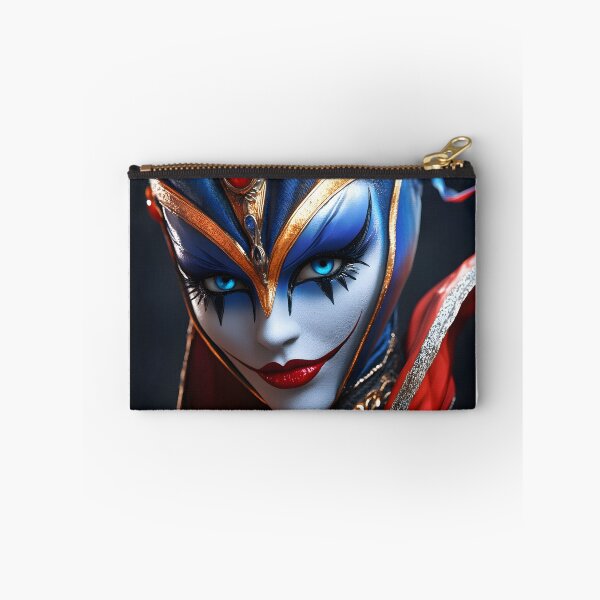 Item preview, Vibrant blue and red fantasy character with bold makeup designed and sold by Artessie.