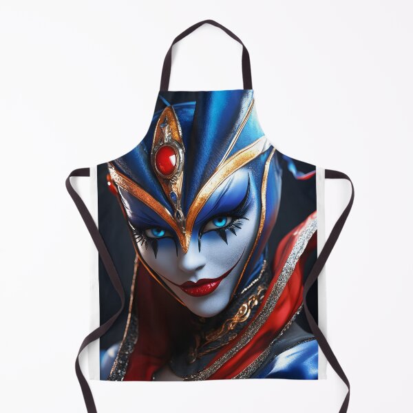 Item preview, Vibrant blue and red fantasy character with bold makeup designed and sold by Artessie.