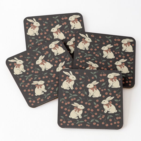 Item preview, Cute rabbits and cherry retro pattern designed and sold by HandmadeMood.