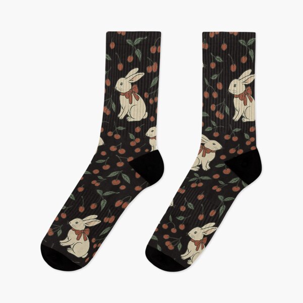 Item preview, Cute rabbits and cherry retro pattern designed and sold by HandmadeMood.