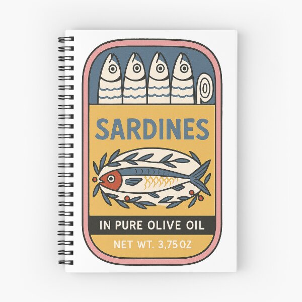 Item preview, Retro Sardine Tin Art – Olive Oil Label Design designed and sold by weirdfishes123.