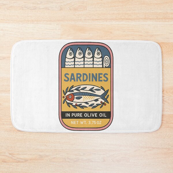 Item preview, Retro Sardine Tin Art – Olive Oil Label Design designed and sold by weirdfishes123.