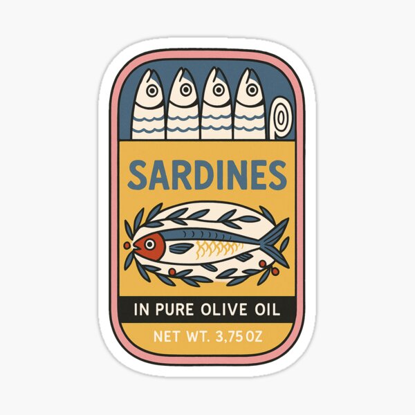 Item preview, Retro Sardine Tin Art – Olive Oil Label Design designed and sold by weirdfishes123.