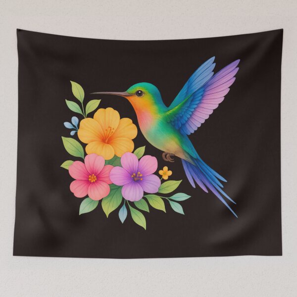 Item preview, Hummingbird and Spring Flowers designed and sold by branaghbel.