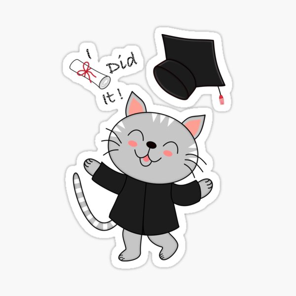 Item preview, Graduation * Cat * I Did It * Illustration designed and sold by Cristina  Bianco.