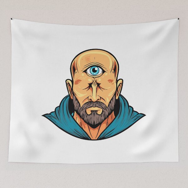 Item preview, Cyclop Monster Creature one-eyed giant, greek mythology giant titan cyclops, A terrifying close-up of a cyclops monster's head, featuring a single, intensely glowing eye, designed and sold by Danler.