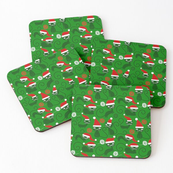 Item preview, green christmas santa cats  designed and sold by Gossip Rag.