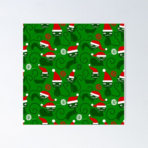 Item preview, green christmas santa cats  designed and sold by Gossip Rag.