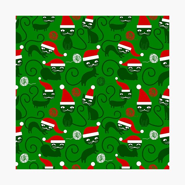 Item preview, green christmas santa cats  designed and sold by Gossip Rag.