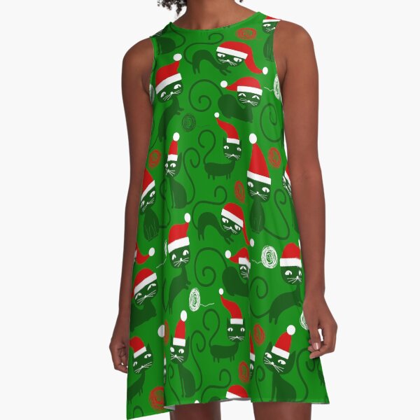 Item preview, green christmas santa cats  designed and sold by Gossip Rag.