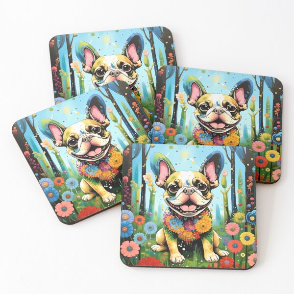 Item preview, A dog of the Bulldog breed among exotic flowers. designed and sold by Natalia-Vlad.