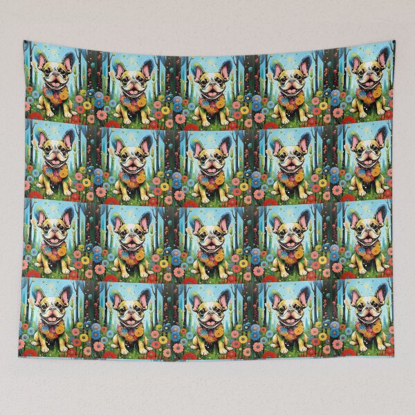 Item preview, A dog of the Bulldog breed among exotic flowers. designed and sold by Natalia-Vlad.