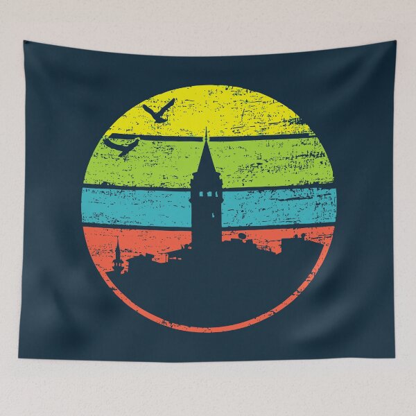 Item preview, Galata Tower Retro – Istanbul Cityscape with Vintage Flair designed and sold by TuncGK.