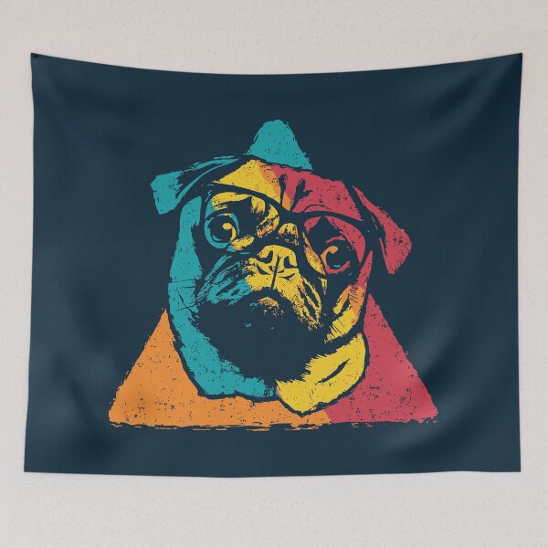 Item preview, Retro Pug with Glasses – Vintage Dog Lover's Delight designed and sold by TuncGK.