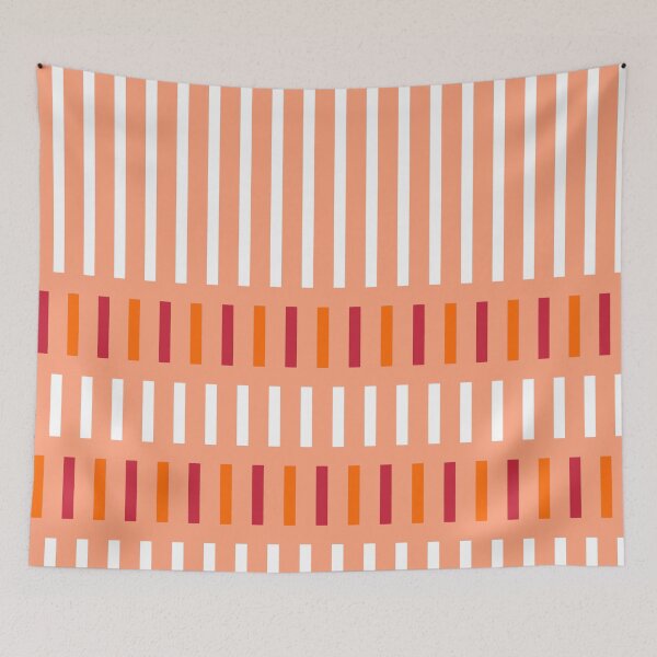Item preview, Boho Farmhouse Striped Pattern in Light Salmon, White, Red and Orange designed and sold by Deutschic.