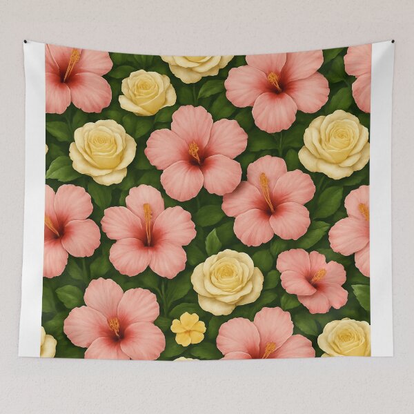 Item preview, Island Elegance – Seamless Tropical Hibiscus & Rose Print designed and sold by ArdethBey.