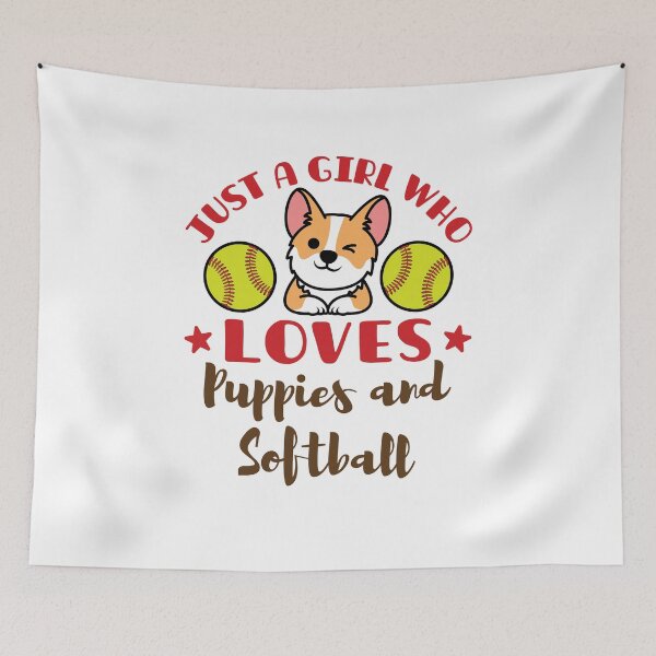 Item preview, Just a Girl Who Loves Puppies and Softball designed and sold by jaygo.