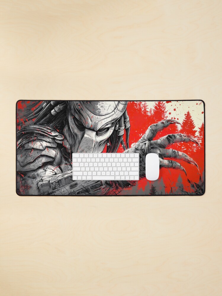 Aperçu 1 sur 5. Tapis de souris avec l'œuvre Sous-main Predator Yautja Jungle Hunter créée et vendue par HakoCity.
