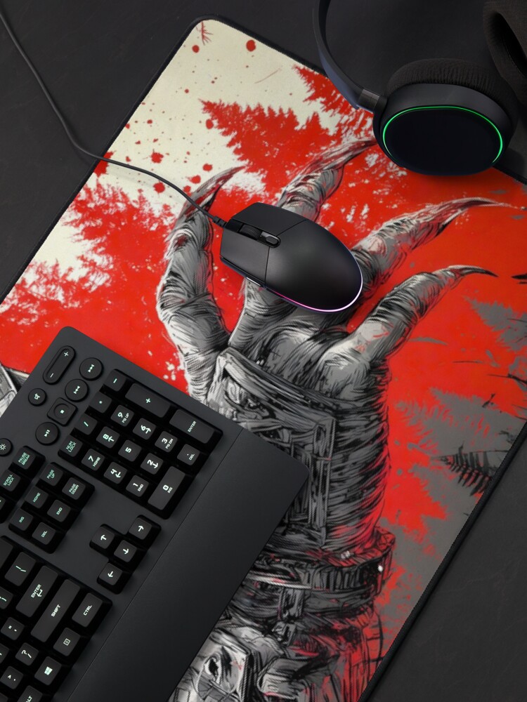 Aperçu 4 sur 5. Tapis de souris avec l'œuvre Sous-main Predator Yautja Jungle Hunter créée et vendue par HakoCity.