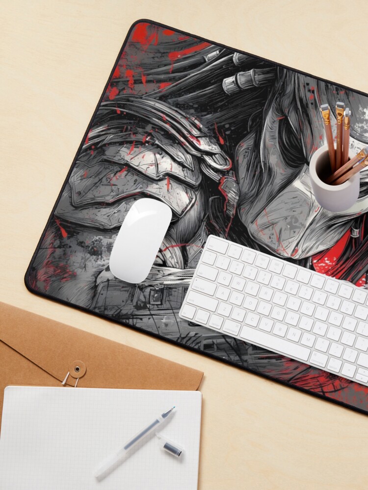 Aperçu 3 sur 5. Tapis de souris avec l'œuvre Sous-main Predator Yautja Jungle Hunter créée et vendue par HakoCity.