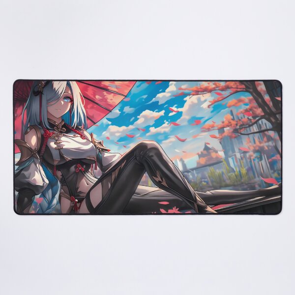 Item preview, Shenhe Genshin Impact Cryo Exorcist Deskmat designed and sold by Senpaiwaves.