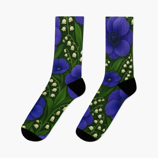 Item preview, Midnight Dew – Anemone & Lily of the Valley Print designed and sold by ArdethBey.
