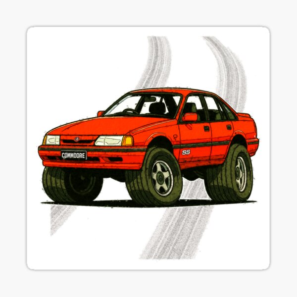 Vista previa del artículo con la obra «Arte del Holden Commodore VN: Muscle Car rojo quemado», diseñado y vendido por Michael van der Hoorn.