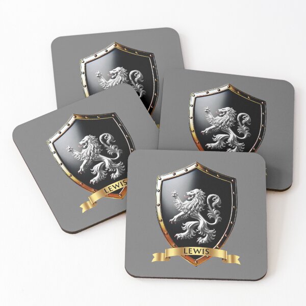 Item preview, Lewis Family Shield  Silver Lion Strength with Proud Name Banner designed and sold by Highlandkings.