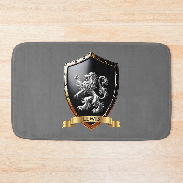 Item preview, Lewis Family Shield  Silver Lion Strength with Proud Name Banner designed and sold by Highlandkings.