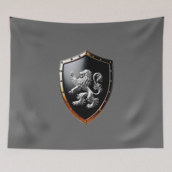 Item preview, Lewis Shield  Regal Silver Lion on Bold Black Emblem designed and sold by Highlandkings.