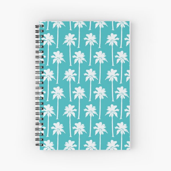 White Palm Trees on Aqua Spiral Notebook