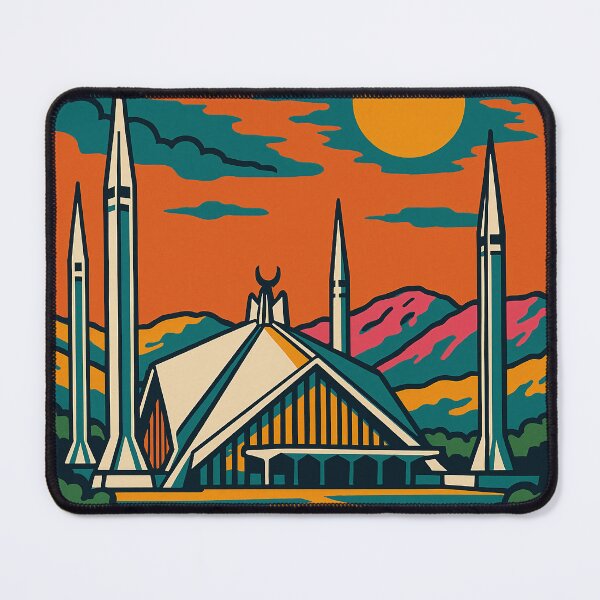 Item preview, Islamabad Retro Pop Art Travel Poster | Colorful Capital City Skyline | Modern Vintage Pakistan Wall Art | Faisal Mosque & Hills Illustration | Vibrant Pop Culture Poster designed and sold by PaintedPixels01.