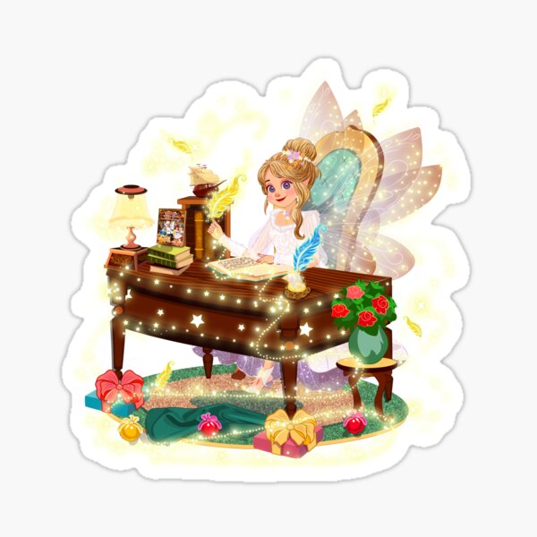Item preview, "Starlight Scribe at Her Writing Desk" designed and sold by FairyBookClub.