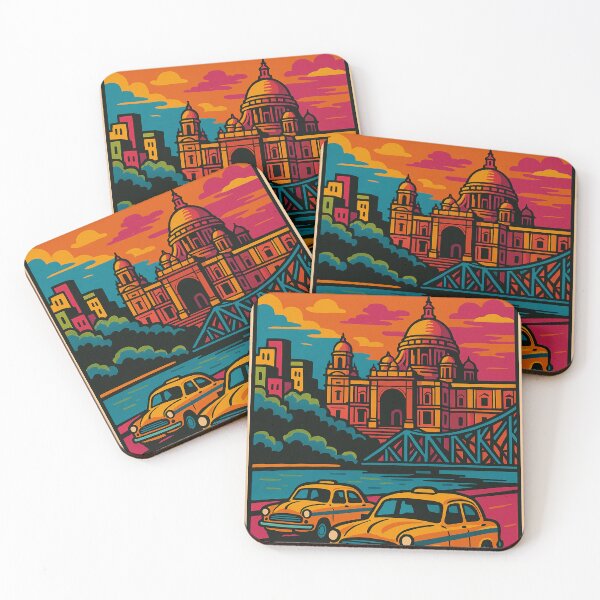 Item preview, Kolkata Retro Pop Art Travel Poster | Colorful Vintage Cityscape | Iconic Indian Landmark Illustration | Bold Cultural Art | Old-World Charm Meets Modern Pop designed and sold by PaintedPixels01.