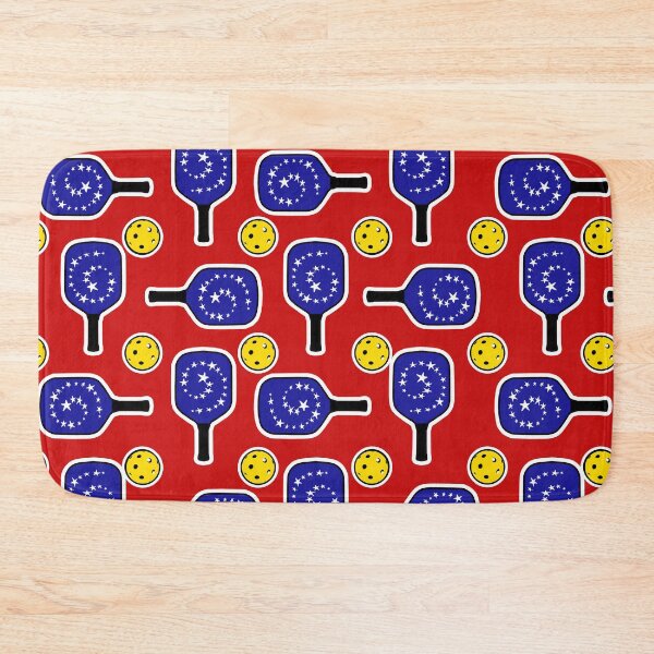 Item preview, Blue Fourth Of July Fireworks Stars Paddles And Golden Yellow Pickleballs  designed and sold by GreenCarbon2112.