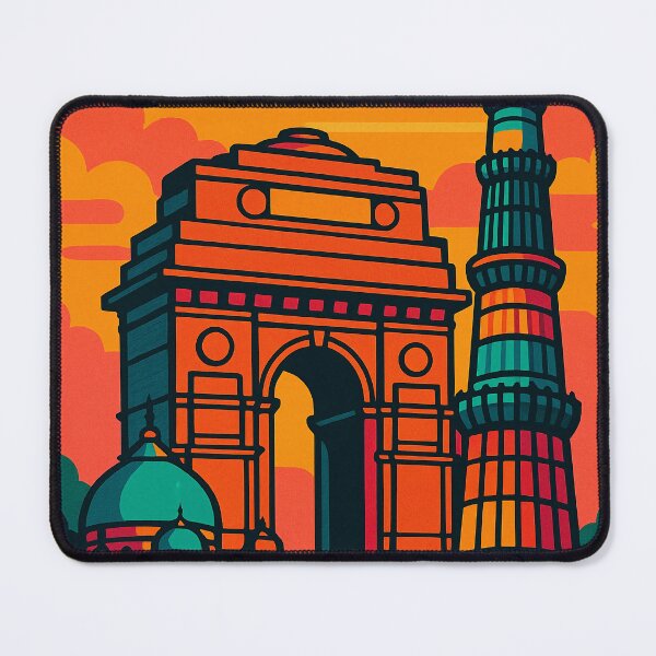 Item preview, Retro Pop Art Travel Poster of New Delhi | Vibrant Indian Cityscape Illustration | Colorful Cultural Landmark Design | Bold Vintage Style Artwork | Iconic Delhi Travel Art designed and sold by PaintedPixels01.